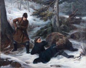 The Bear Hunters by Francois Auguste Biard