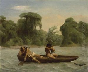 Deux Indiens En Pirogue by Francois Auguste Biard