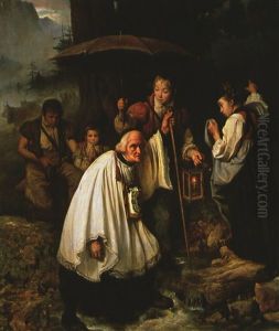 Kinder In Den Bergen by Francois Auguste Biard