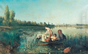 Le Bain Des Canotieres by Francois Auguste Biard