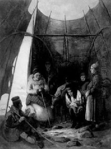 Famille D'esquimaux Sous La Tente