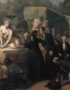 Priests In A Public Garden by Francois Auguste Biard