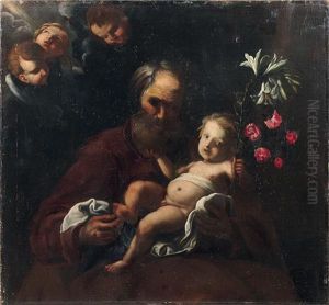 Saint Joseph Et L'enfant Jesus by Antonio Galli Bibiena