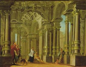 Phantastische Palastarchitektur Mit Figuren by Antonio Galli Bibiena