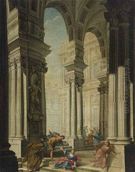 Architectural Scene With Figures, Possibly A Scene From An Opera - view 1