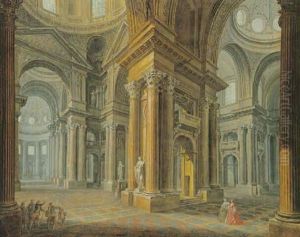Kirkeinterior by Ferdinando Galli Bibiena