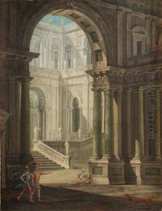 A Palace Interior With Soldiers In The Foreground