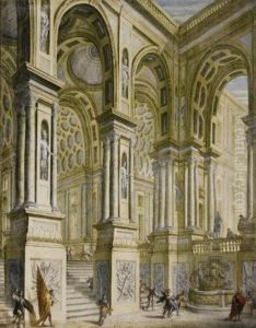 The Portico And Staircase Of A Palace With Soldiers And A Woman Being Carried Off On Horseback; An Imaginary View Of A Palace With A Horseman And Angels (pair)