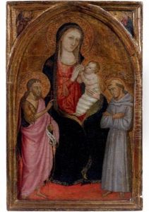 La Vierge Et L'enfant Jesus Avec Saint Jean-baptiste Et Saint Francois D'assise (collab. W/workshop) by Bicci Di Lorenzo