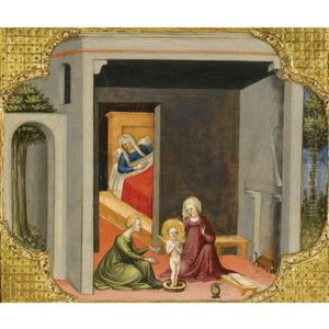 The Birth Of St. Nicholas Of Bari by Bicci Di Lorenzo