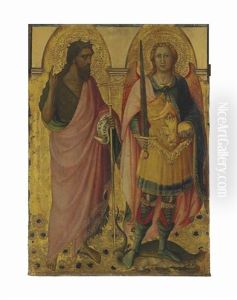 Saint John The Baptist And Saint Michael - Left Panel Of The Main Tier Of A Polyptych by Lorenzo di Bicci