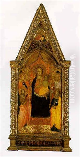 The Madonna And Child Entrhoned With Ss. John The Baptist, Bartholomew, Catherine...god The Father In The Trefoil Above - view 1