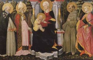 Vierge Et Enfant Entoures Par Les Saints Dominique, Zenobe, Francois, Miniat
