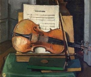 Still Life With Violin by Charles Theodore Bichet