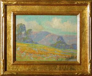 Flower Fields In Foothill Landscape by George Sanders Bickerstaff