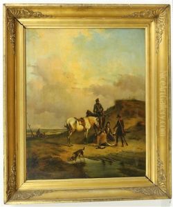 Jagers Met Paarden In Het Duin Na De Jacht
