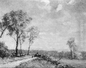 Figures On A Country Road, Autumn by Frank Alfred Bicknell