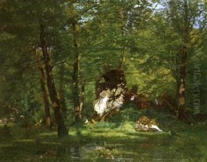 Les Rochers A Fontainebleau by Henri Bidauld