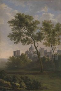 An Italianate Landscape With A View Of A Fortified Town by Jean Pierre Xavier Bidauld