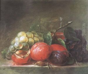 Nature Morte De Fruits: Raisins Noirs Et Blancs Et Fruits Sur Un Entablement by Jean Pierre Xavier Bidauld