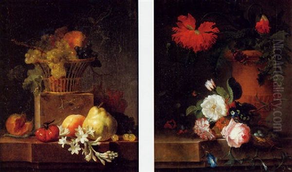 Nature Morte A La Corbeille De Fruits Sur Un Entablement - view 1