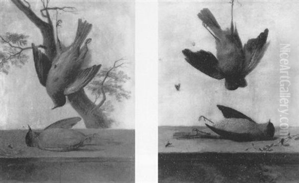 Nature Morte Aux Oiseaux Sur Un Entablement - view 1