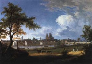 Blick Ueber Die Loire Auf Die Stadt Orleans Mit Der Kathedrale Sainte Croix by Jean Pierre Xavier Bidauld