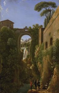 View Of The Ponte Rocco, Tivoli by Jean Joseph Xavier Bidault