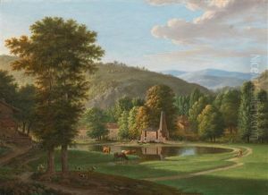 A Southern River Landscape by Jean Joseph Xavier Bidault