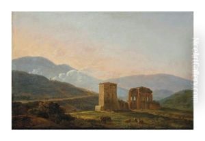 Vue D'italie Avec Des Ruines Et Un Troupeau by Jean Joseph Xavier Bidault