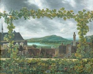 Vue D'un Paysage A Travers Une Treille Vue D'un Paysage A Travers Une Treille