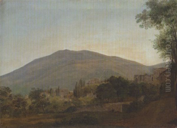 An Italiante Landscape With A Town Before A Hill - view 1