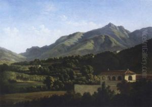 Italianate Landscape With A Villa In The Foreground And Mountains Beyond by Jean Joseph Xavier Bidault