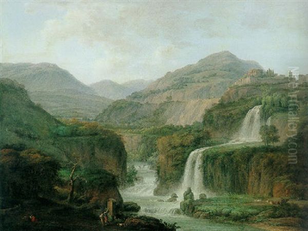 Landscape With A View Of Tivoli With Figures Strolling, Resting And Watching Over Flocks - view 1