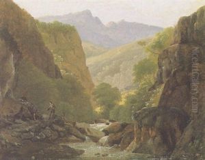 Paysage De Cascade Avec Des Brigands