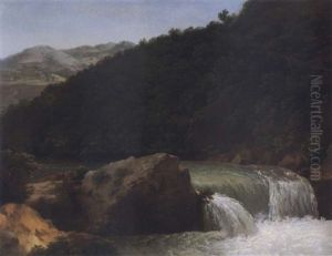 View Of A Cascade On The River Isere Near Allevard by Jean Joseph Xavier Bidault
