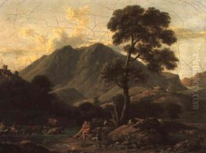 Paysage Montagneux Avec Un Berger Et Son Troupeau by Jean Joseph Xavier Bidault