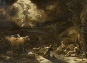 Christi Geburt Mit Verkundigung An Die Hirten by Cornelis de Bie