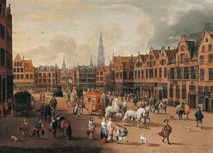 Antwerp: A Procession On The Meir With Elegant Townsfolk