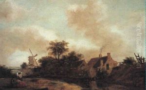 Hollandsk Landskab Med M+lle Og B+nder by Erasmus de Bie
