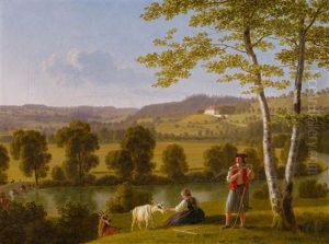 Peasant Couple By The Thur With View Of Schloss Oetlishausen