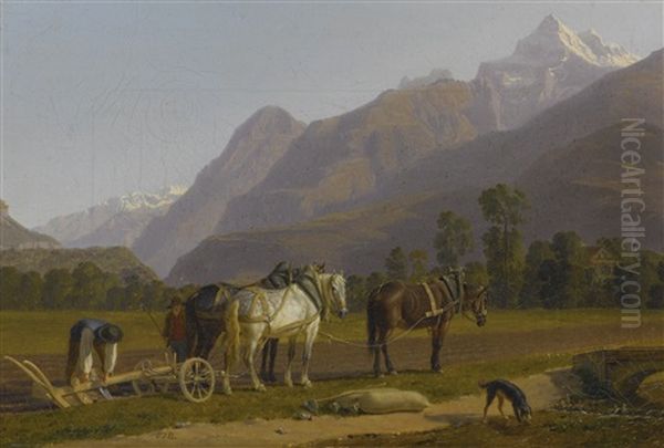 Landscape With Ploughmen And Horses In The Canton Of Valais - view 1