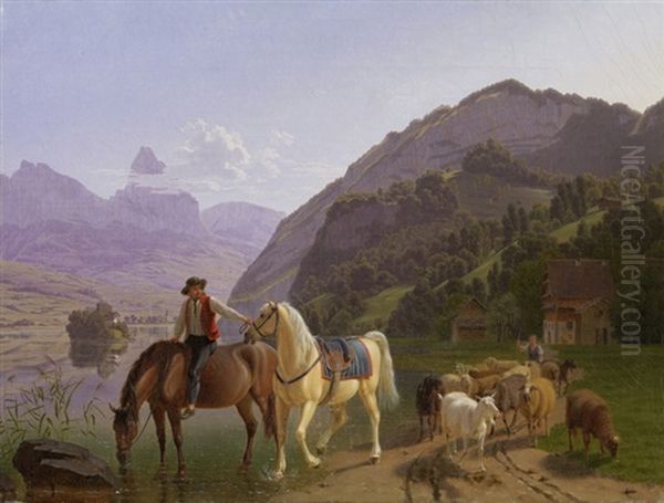 Berittener Hirte Vor Mythen Und Rigi - view 1