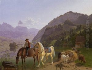 Berittener Hirte Vor Mythen Und Rigi by Johann Jakob Biedermann