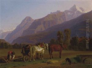 Feldarbeit Mit Pferden by Johann Jakob Biedermann