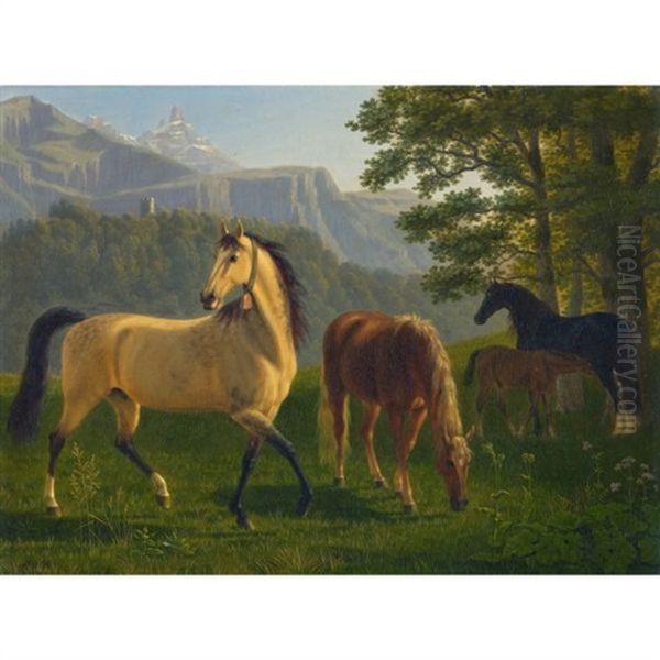 Pferde Vor Landschaft (horses In Landscape) - view 1