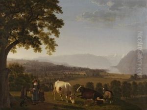 Gegend Bei Lausanne Mit Blick Auf Den Genfersee