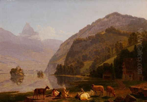 Blick Auf Den Lauerzersee Mit Der Insel Schwanau - view 1