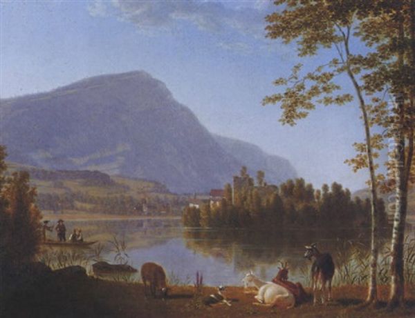 Blick Auf Den Lauerzersee Mit Der Insel Schwanau Und Gegen Die Rigi-hochfluh - view 1