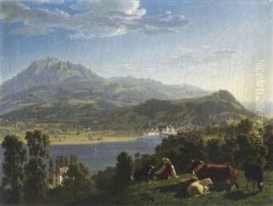 Ansicht Von Luzern Mit Pilatus